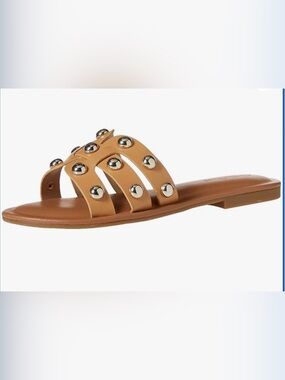 The Drop Monika Studded H-Band Slide Sandals Doe Tan Size 8.5 NWT